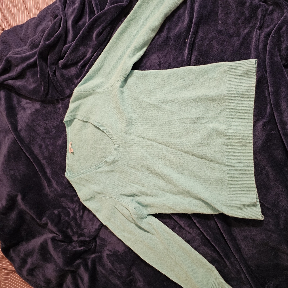 Womens Halogen 100% Cashmere Cyan Sweater